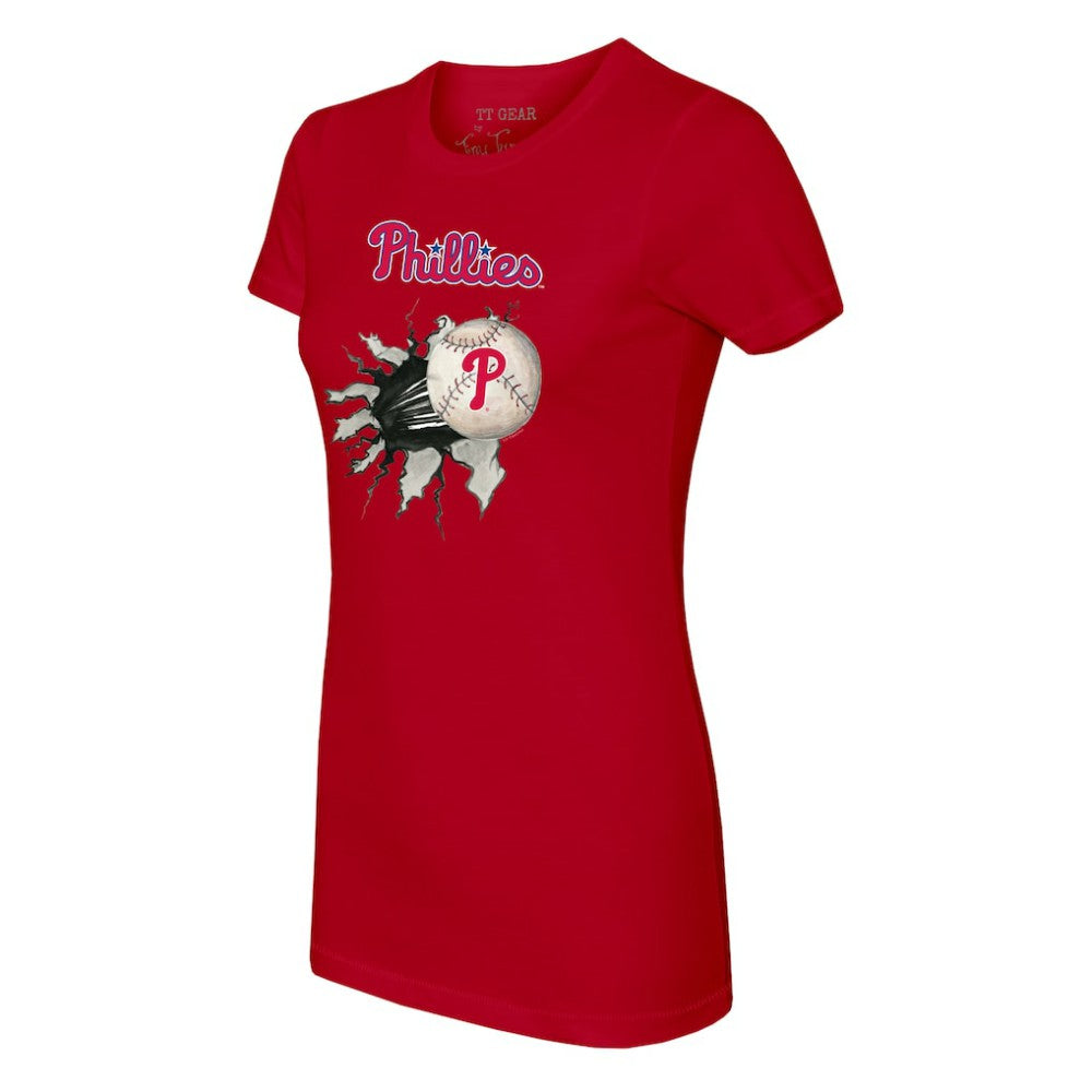 Philadelphia Phillies Tiny Turnip Women's Baseball Tear T-Shirt - Red