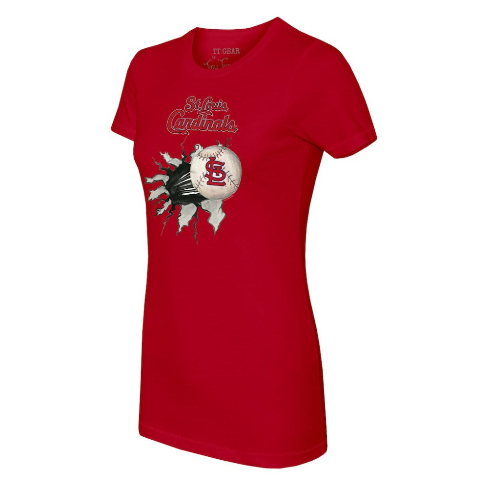 St. Louis Cardinals Tiny Turnip Women's Baseball Tear T-Shirt - Red