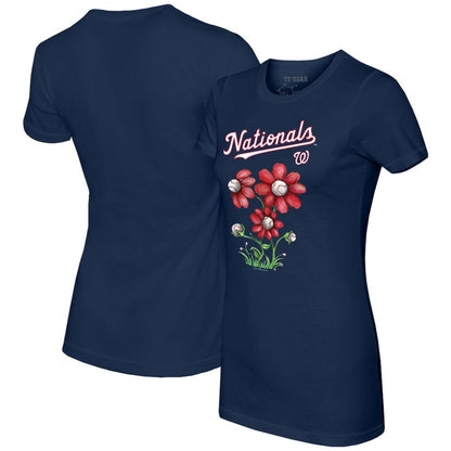 Washington Nationals Tiny Turnip Women's Blooming Baseballs T-Shirt - Navy