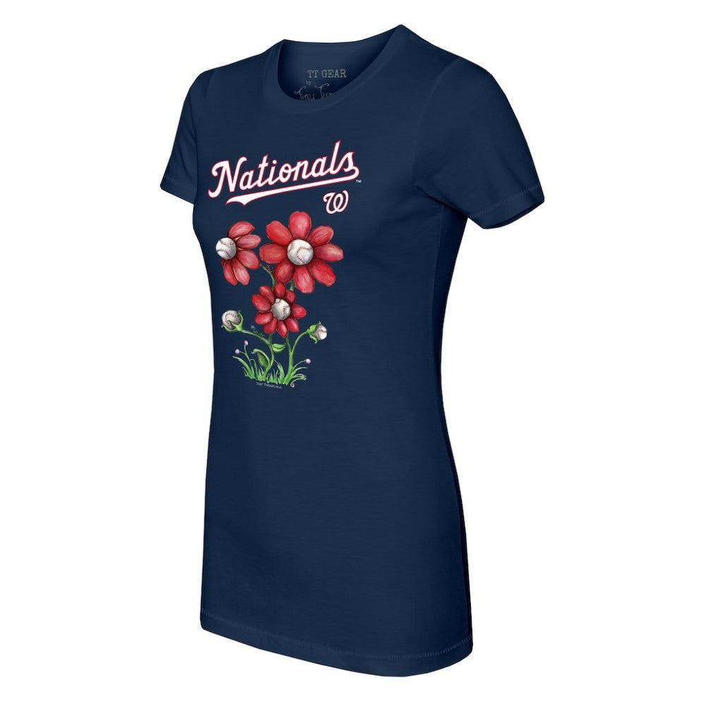 Washington Nationals Tiny Turnip Women's Blooming Baseballs T-Shirt - Navy