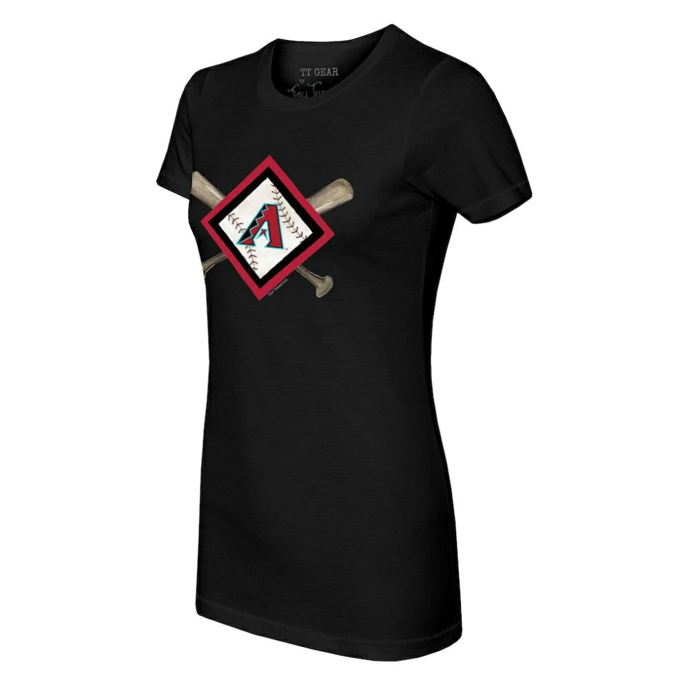 Arizona Diamondbacks Tiny Turnip Women's Diamond Cross Bats T-Shirt - Black