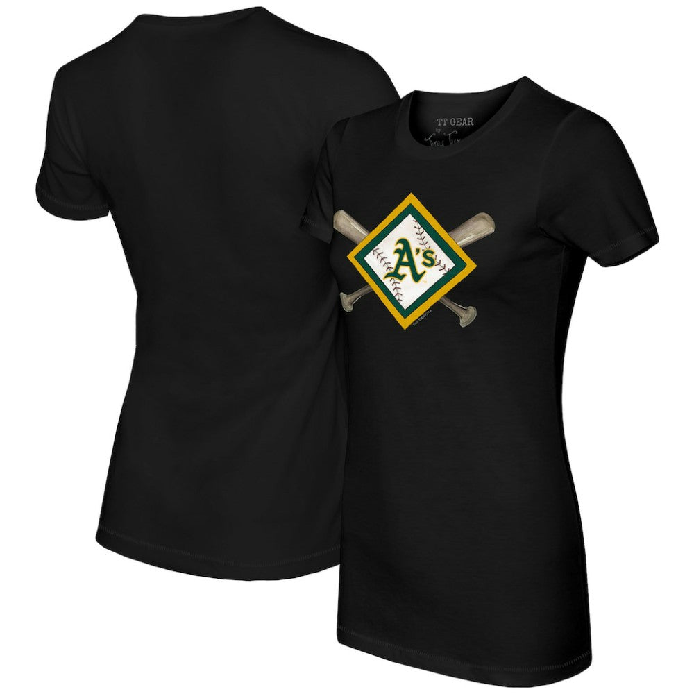 Athletics Tiny Turnip Women's Diamond Cross Bats T-Shirt - Black
