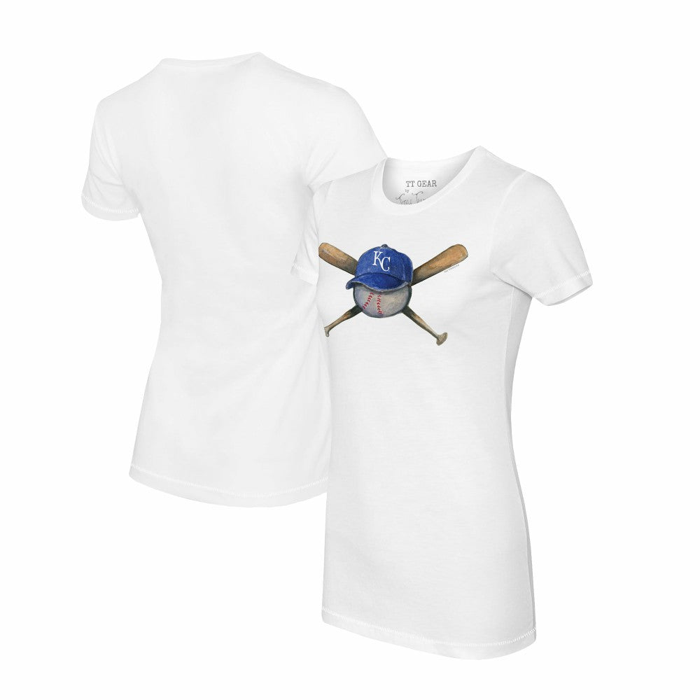 Kansas City Royals Tiny Turnip Women's Hat Crossbats T-Shirt - White