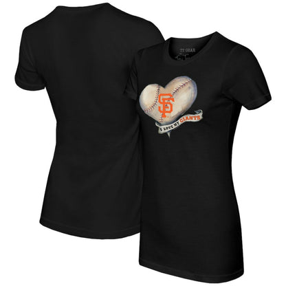 San Francisco Giants Tiny Turnip Women's Heart Banner T-Shirt - Black