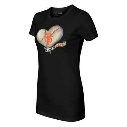 San Francisco Giants Tiny Turnip Women's Heart Banner T-Shirt - Black