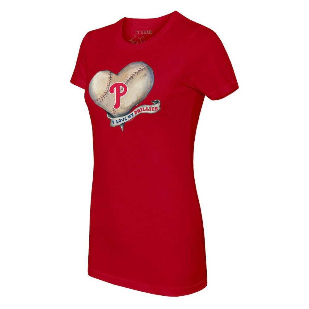 Philadelphia Phillies Tiny Turnip Women's Heart Banner T-Shirt - Red