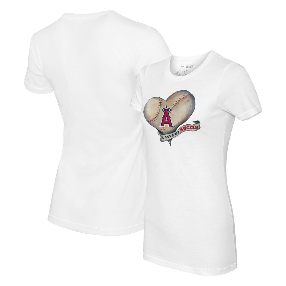 Los Angeles Angels Tiny Turnip Women's Heart Banner T-Shirt - White