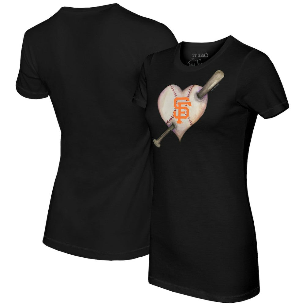 San Francisco Giants Tiny Turnip Women's Heart Bat T-Shirt - Black