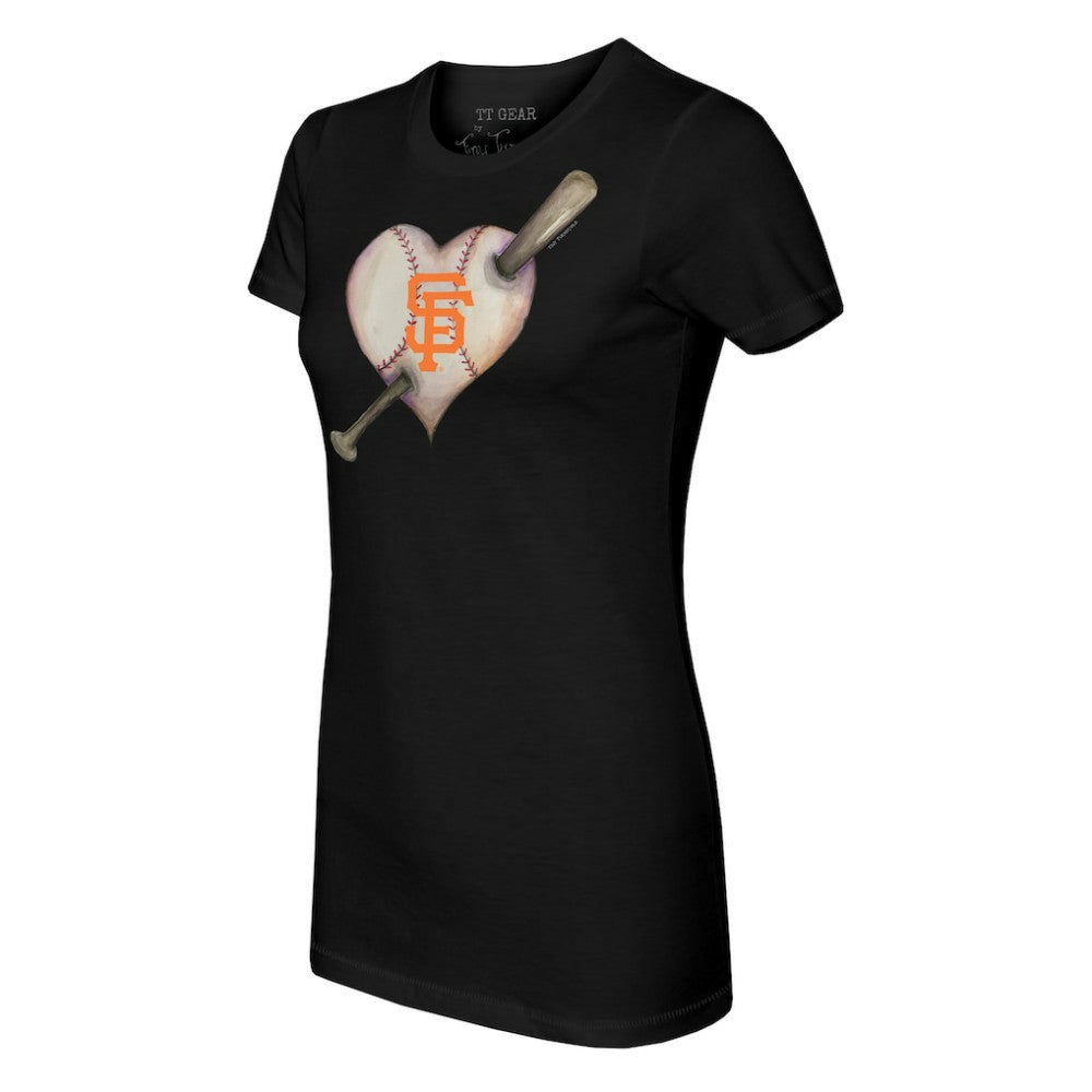 San Francisco Giants Tiny Turnip Women's Heart Bat T-Shirt - Black