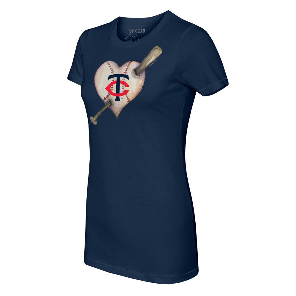 Minnesota Twins Tiny Turnip Women's Heart Bat T-Shirt - Navy