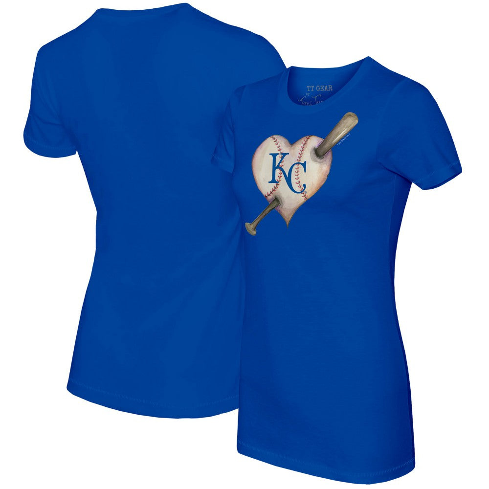 Kansas City Royals Tiny Turnip Women's Heart Bat T-Shirt - Royal