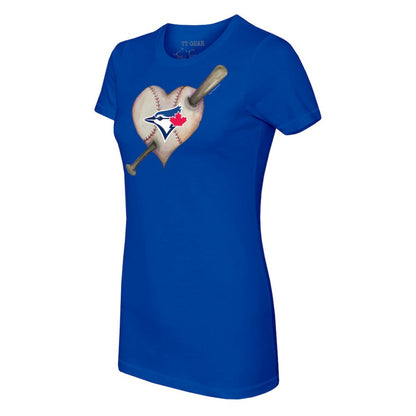Toronto Blue Jays Tiny Turnip Women's Heart Bat T-Shirt - Royal