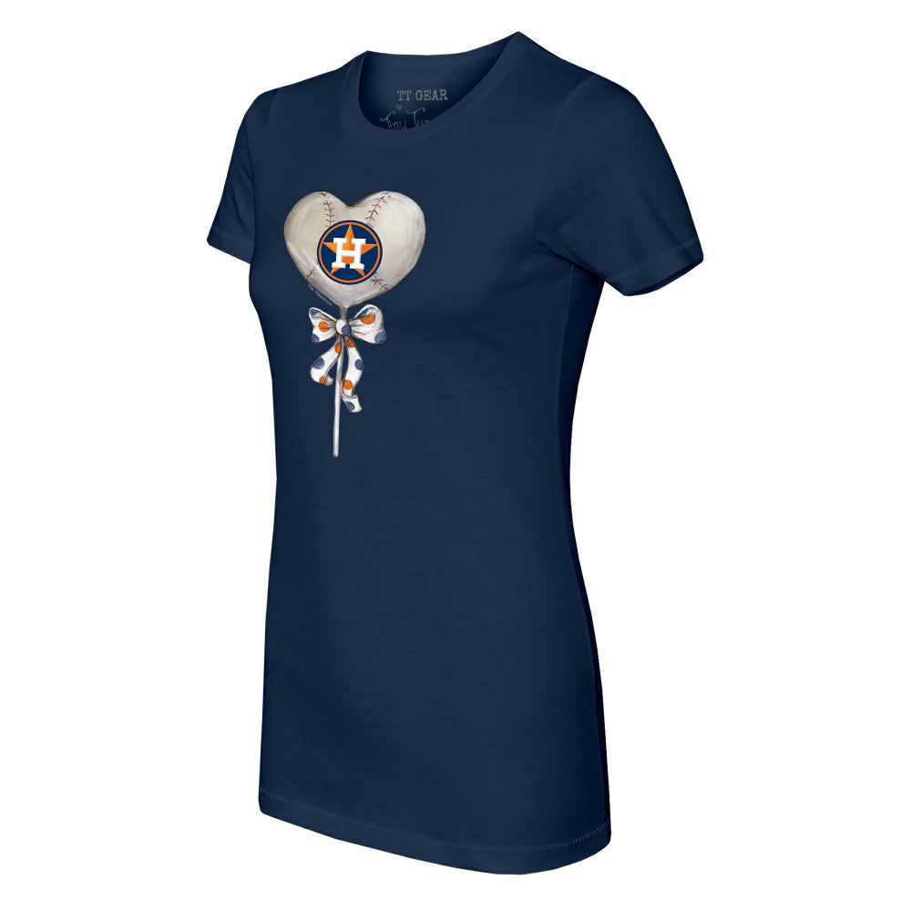 Houston Astros Tiny Turnip Women's Heart Lolly T-Shirt - Navy