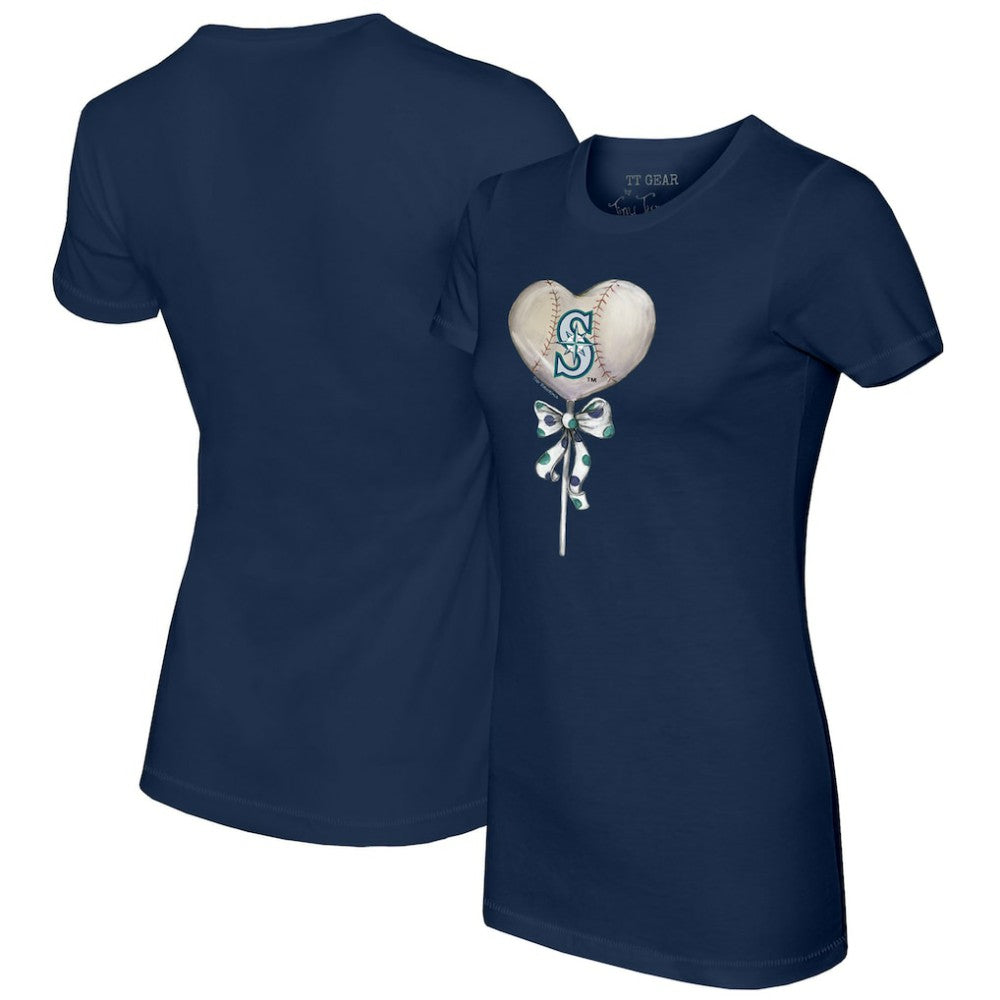 Seattle Mariners Tiny Turnip Women's Heart Lolly T-Shirt - Navy