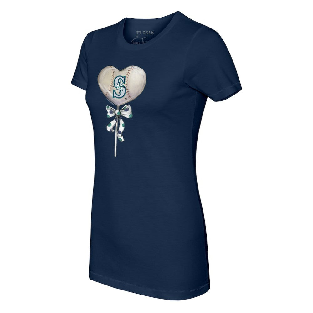 Seattle Mariners Tiny Turnip Women's Heart Lolly T-Shirt - Navy