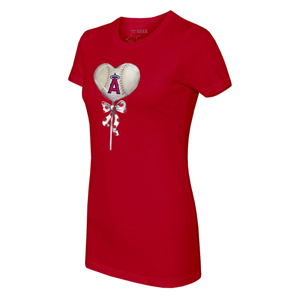 Los Angeles Angels Tiny Turnip Women's Heart Lolly T-Shirt - Red