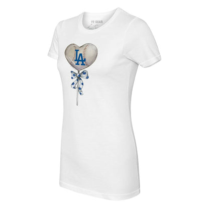 Los Angeles Dodgers Tiny Turnip Women's Heart Lolly T-Shirt - White