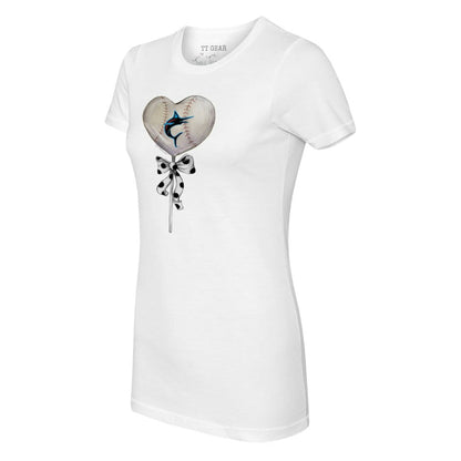 Miami Marlins Tiny Turnip Women's Heart Lolly T-Shirt - White