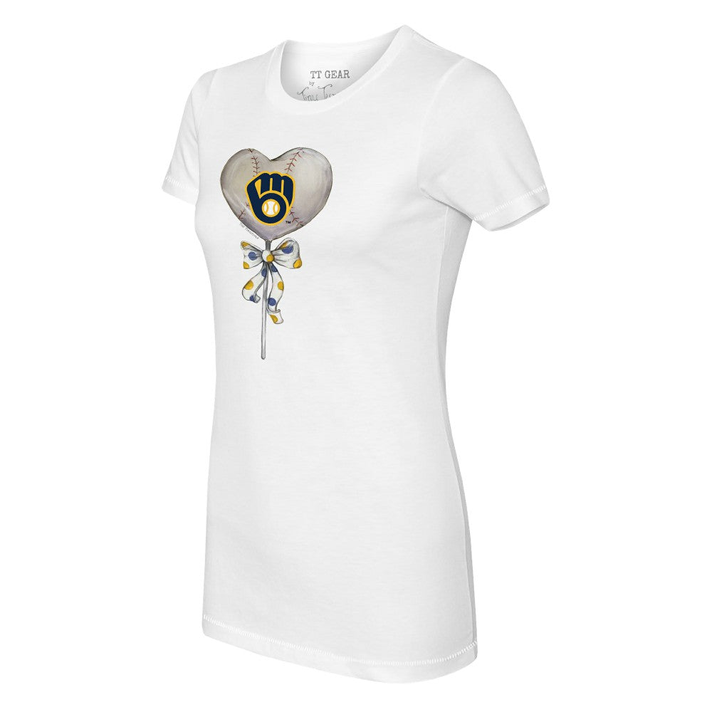 Milwaukee Brewers Tiny Turnip Women's Heart Lolly T-Shirt - White