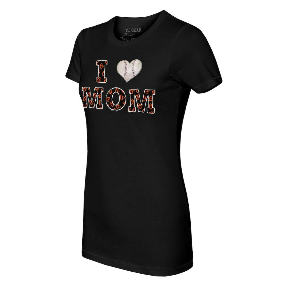 Baltimore Orioles Tiny Turnip Women's I Love Mom T-Shirt - Black