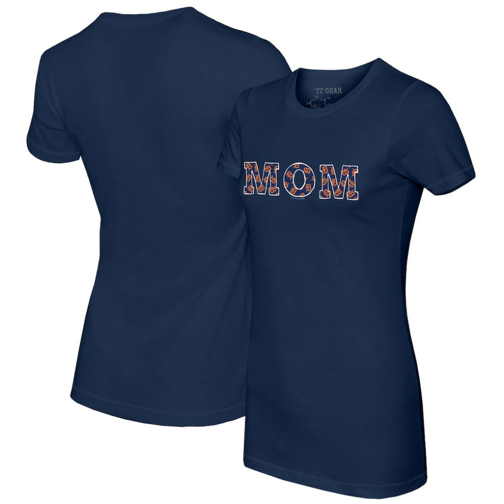 Detroit Tigers Tiny Turnip Women's Logo Mom T-Shirt - Navy