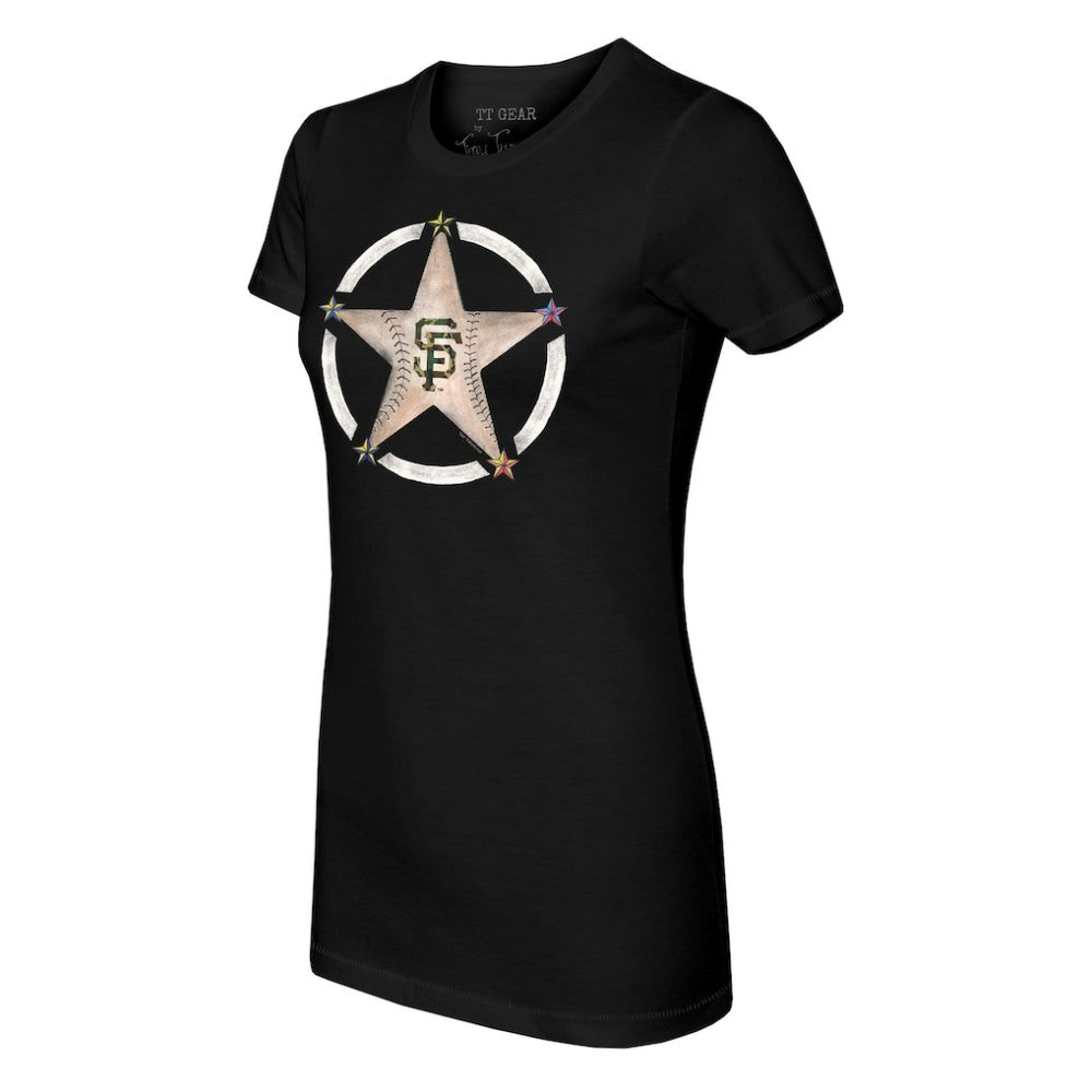 San Francisco Giants Tiny Turnip Women's Military Star T-Shirt - Black