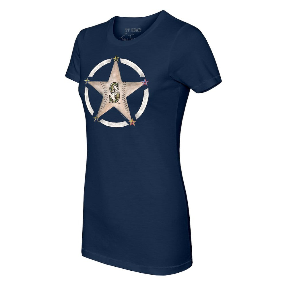 Seattle Mariners Tiny Turnip Women's Military Star T-Shirt - Navy