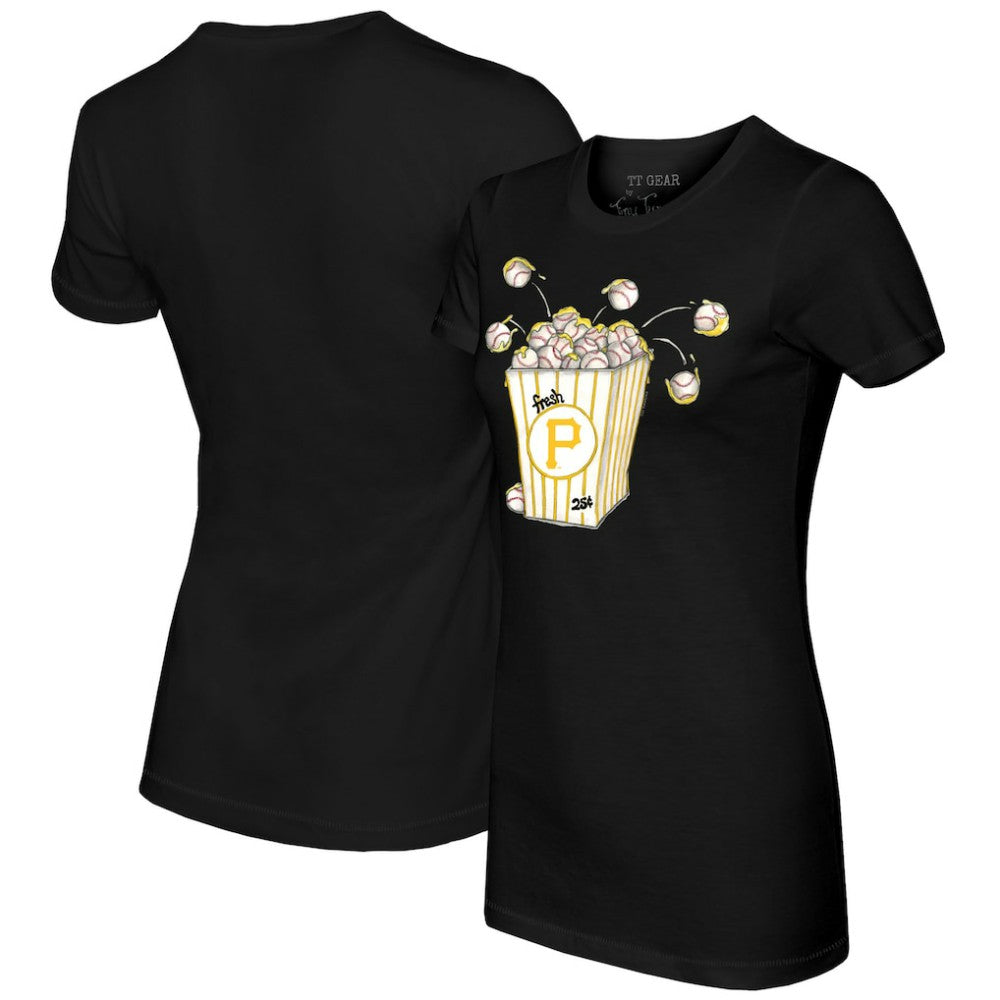 Pittsburgh Pirates Tiny Turnip Women's Popcorn T-Shirt - Black