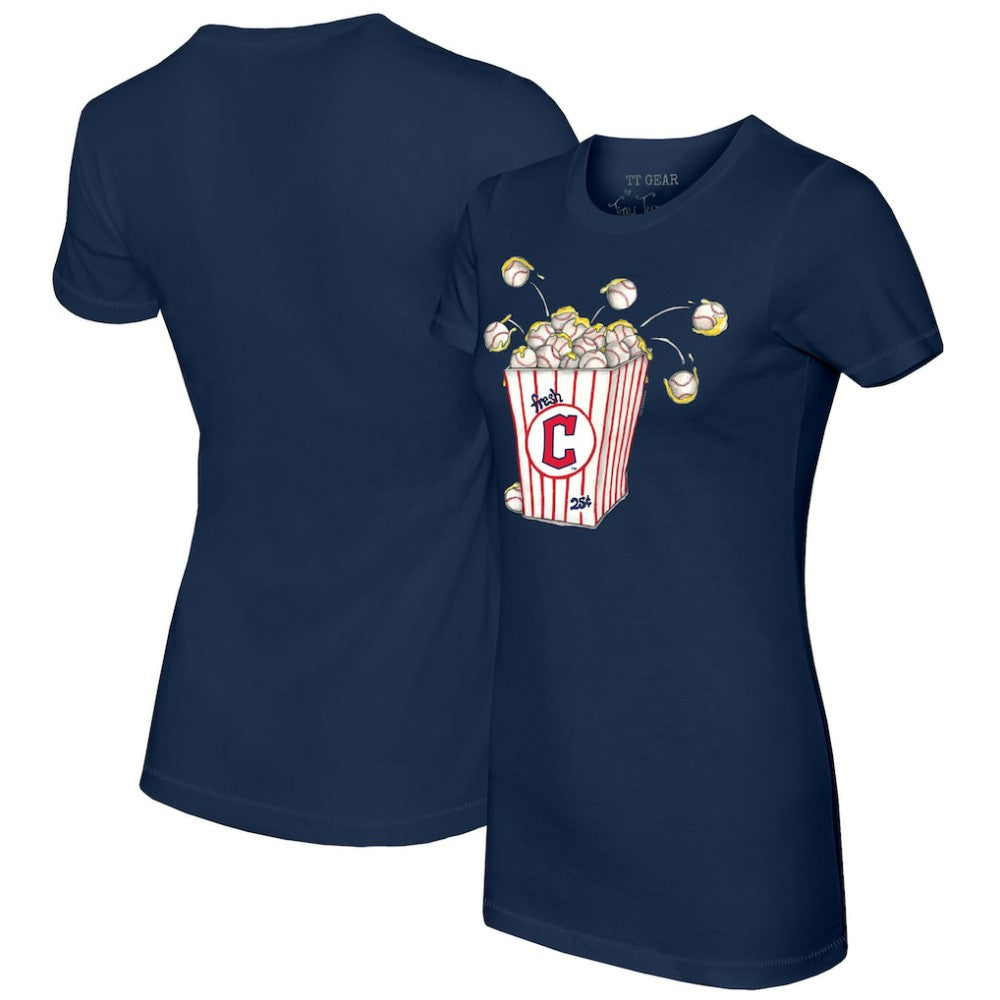 Cleveland Guardians Tiny Turnip Women's Popcorn T-Shirt - Navy