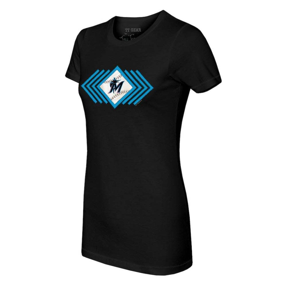 Miami Marlins Tiny Turnip Women's Prism Arrows T-Shirt - Black