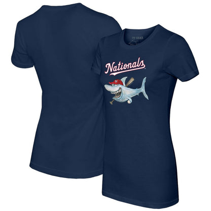 Washington Nationals Tiny Turnip Women's Shark T-Shirt - Navy