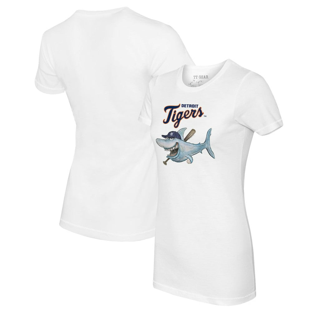 Detroit Tigers Tiny Turnip Women's Shark Logo T-Shirt - White