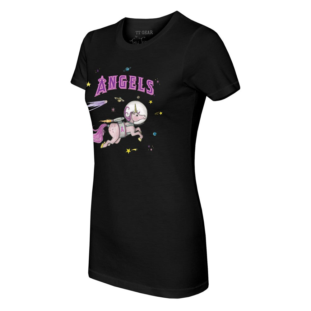 Los Angeles Angels Tiny Turnip Women's Space Unicorn T-Shirt - Black