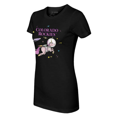 Colorado Rockies Tiny Turnip Women's Space Unicorn T-Shirt - Black