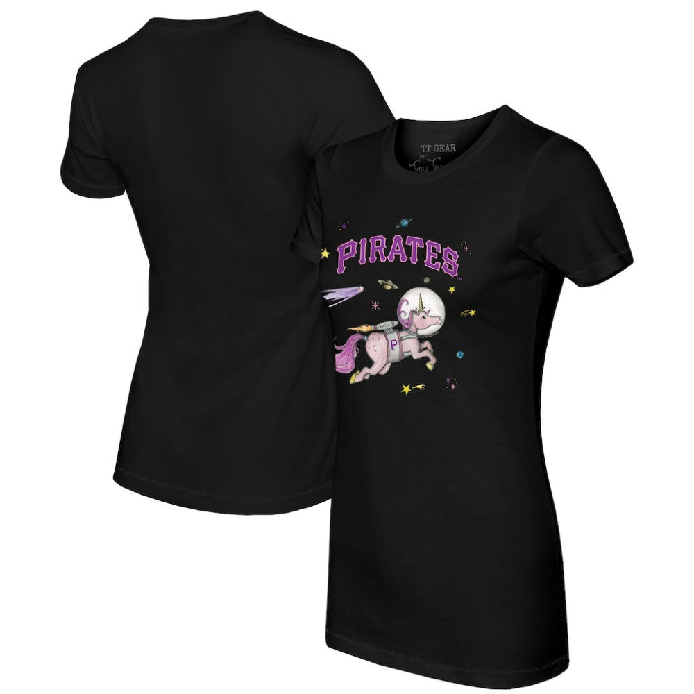 Pittsburgh Pirates Tiny Turnip Women's Space Unicorn T-Shirt - Black