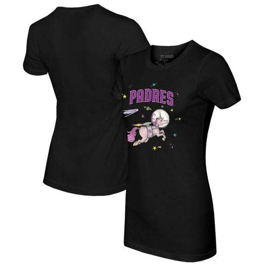 San Diego Padres Tiny Turnip Women's Space Unicorn T-Shirt - Black