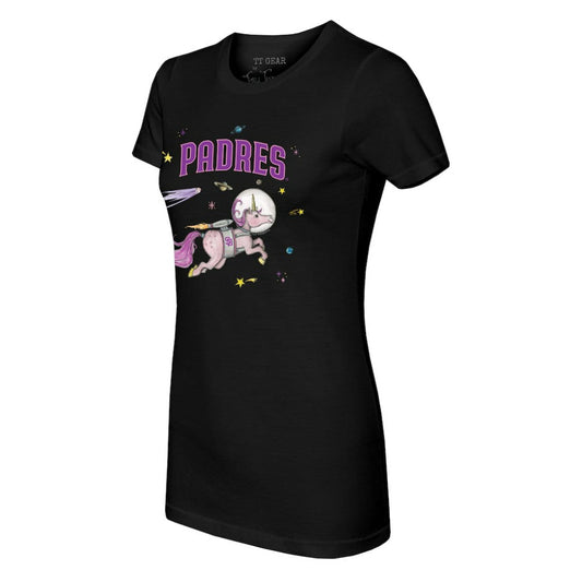 San Diego Padres Tiny Turnip Women's Space Unicorn T-Shirt - Black