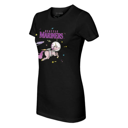 Seattle Mariners Tiny Turnip Women's Space Unicorn T-Shirt - Black