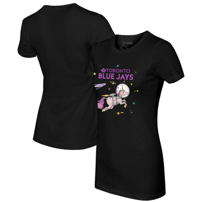 Toronto Blue Jays Tiny Turnip Women's Space Unicorn T-Shirt - Black
