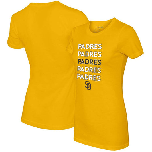 San Diego Padres Tiny Turnip Women's Stacked T-Shirt - Gold