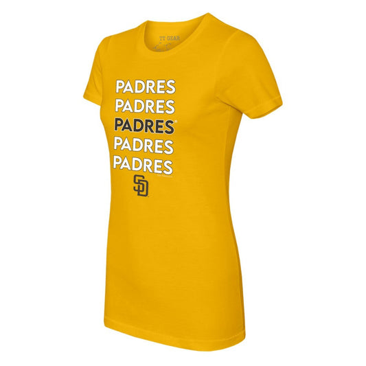 San Diego Padres Tiny Turnip Women's Stacked T-Shirt - Gold