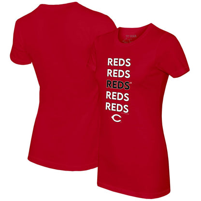 Cincinnati Reds Tiny Turnip Women's Stacked T-Shirt - Red