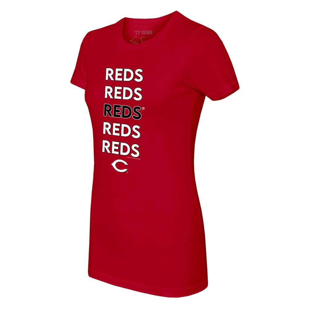Cincinnati Reds Tiny Turnip Women's Stacked T-Shirt - Red