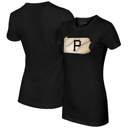 Pittsburgh Pirates Tiny Turnip Women's State Outline T-Shirt - Black