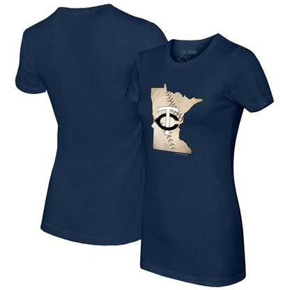 Minnesota Twins Tiny Turnip Women's State Outline T-Shirt - Navy