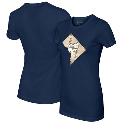 Washington Nationals Tiny Turnip Women's State Outline T-Shirt - Navy