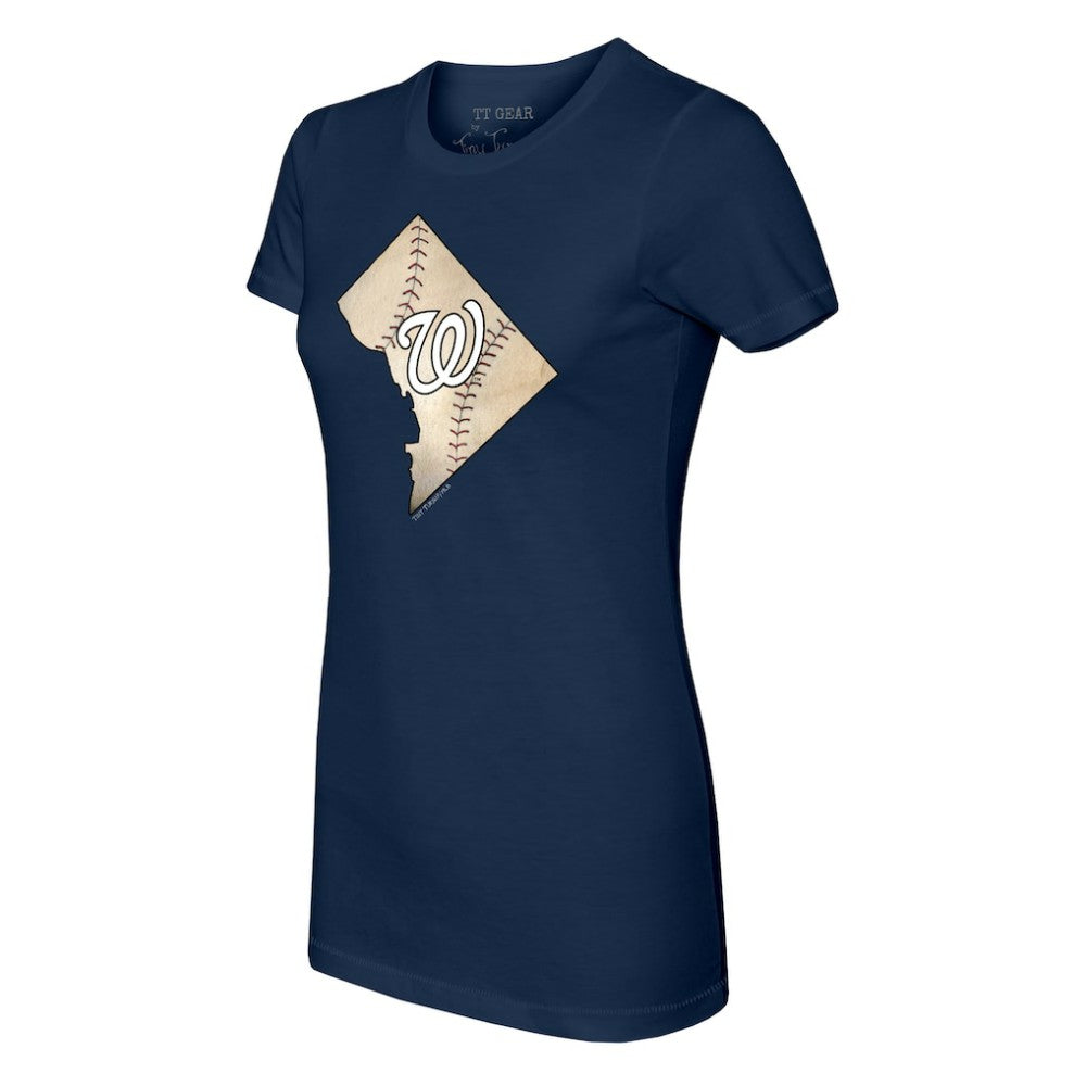 Washington Nationals Tiny Turnip Women's State Outline T-Shirt - Navy