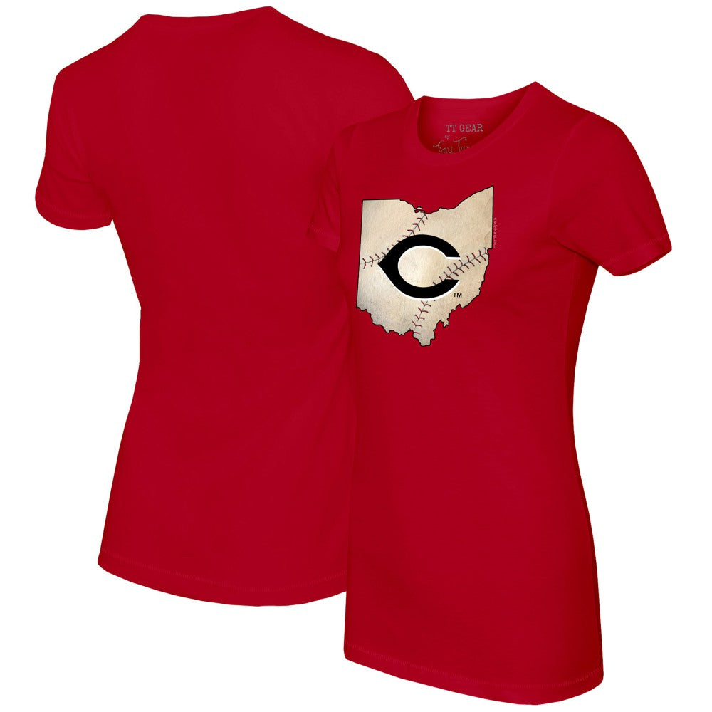 Cincinnati Reds Tiny Turnip Women's State Outline T-Shirt - Red
