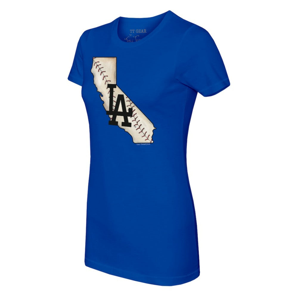 Los Angeles Dodgers Tiny Turnip Women's State Outline T-Shirt - Royal