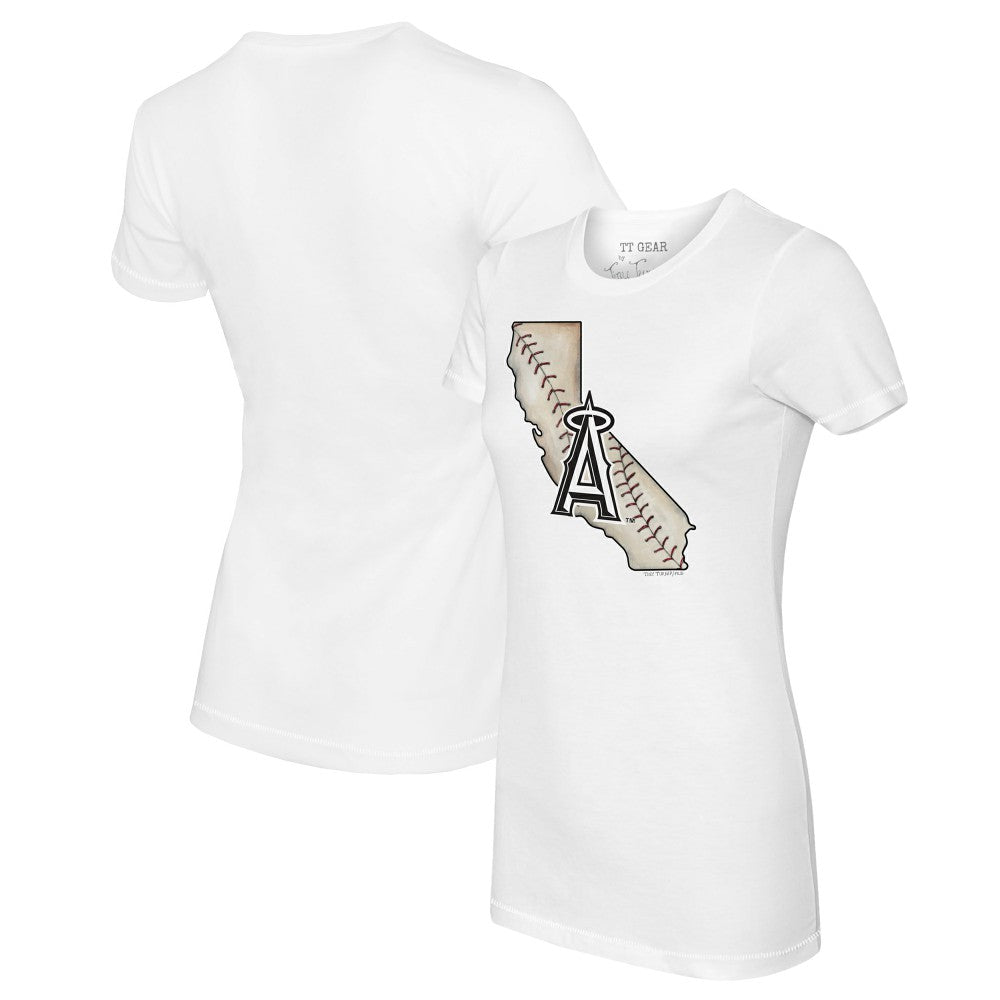 Los Angeles Angels Tiny Turnip Women's State Outline T-Shirt - White